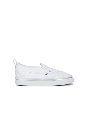 Vans Toddlers Slip-On V in White. Size 7. Also in 7.5, 8, 8.5, 9.5.