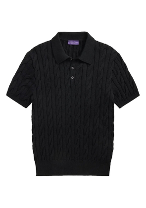 Ralph Lauren Purple Label cable-knit polo sweater - Black