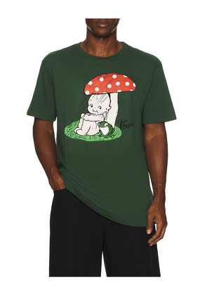 The Forecast Agency Kewpie Mushroom Frog Tee in Green. Size L. Also in M, S, XL/1X, XS.