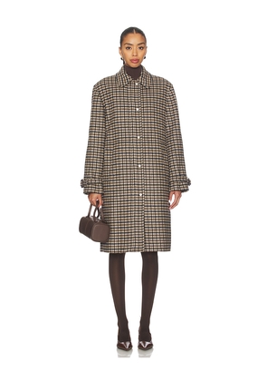 Vince Plaid Car Coat With Faux Leather Trim in Cream. Size S. Also in .