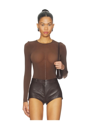 Wolford Crystal String Bodysuit in Brown. Size L. Also in M, S, XS.