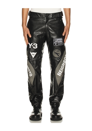 Y-3 Yohji Yamamoto x NBHD Moto Leather Pants in Black. Size M. Also in XL/1X.
