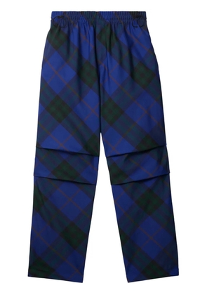 Burberry EKD-embroidered checkered twill trousers - Blue