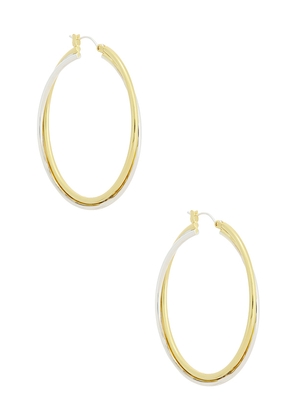 SHASHI Two Toned Vera Hoop in Metallic Gold,Metallic Silver.