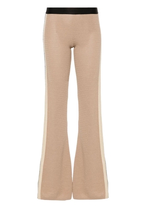 Palm Angels logo-tape knitted flared trousers - Brown