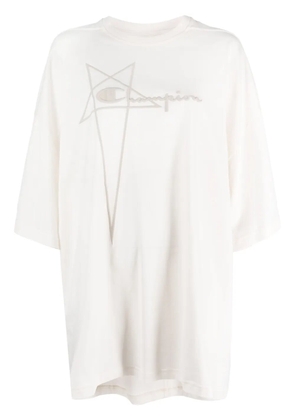 Rick Owens X Champion logo-embossed oversized cotton T-shirt - Neutrals
