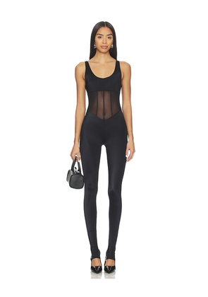 WeWoreWhat Spandex Sheer Panel Jumpsuit in Black. Size L. Also in XS, S, XL, XXS.