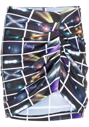 Maisie Wilen graphic-print ruched miniskirt - Black