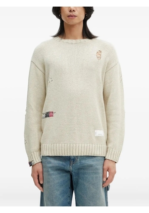 Neighborhood distressed embroidered sweater - White