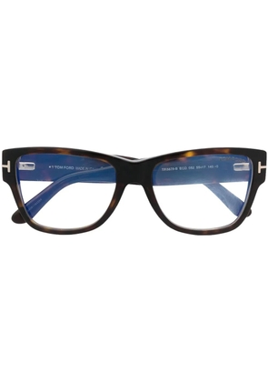 TOM FORD Eyewear logo-arm tortoiseshell glasses - Black