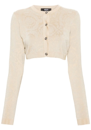 Versace Barocco lurex cropped cardigan - Neutrals