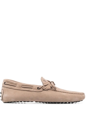 Tod's tie-fastening suede loafers - Neutrals