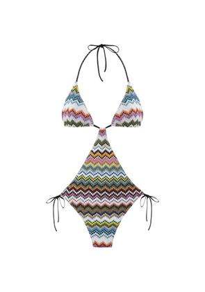 Missoni triangle-top zig-zag-pattern trikini - Blue