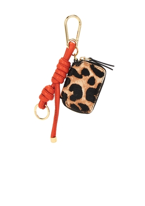 Veronica Beard LEOPARD ZIP POUCH BAG CHARM in Brown.