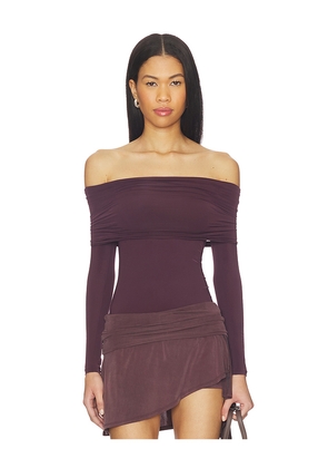 Wolford Sheer Drape Top Long Sleeves in Purple. Size L. Also in M, S, XS.