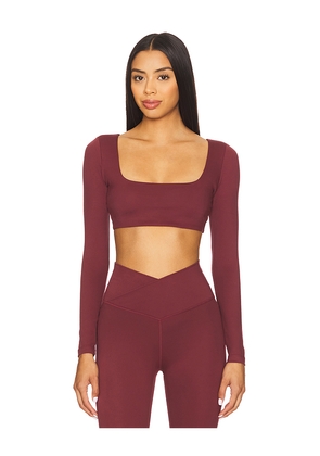 WellBeing + BeingWell FlowWell Lara Long Sleeve Top in Burgundy. Size L. Also in M, S, XL, XXS.