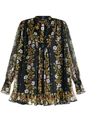 ETRO floral-print silk dress - Black