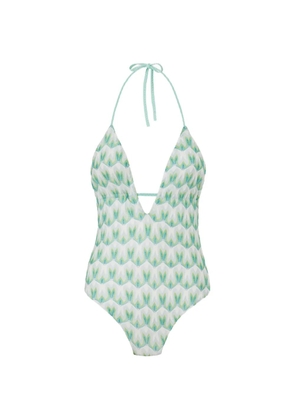 Missoni V-neck floral-pattern swimsuit - White