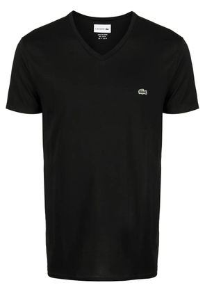Lacoste logo-patch V-neck cotton T-shirt - Black