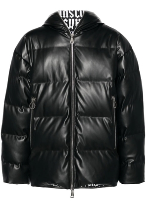 Versace Jeans Couture faux-leather hooded down coat - Black