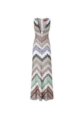 Missoni V-neck chevron-pattern maxi dress - Brown