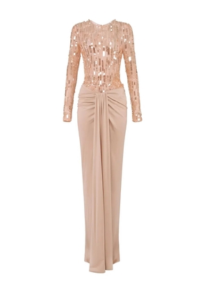 Elisabetta Franchi Red Carpet sequin embellished draped dress - Neutrals