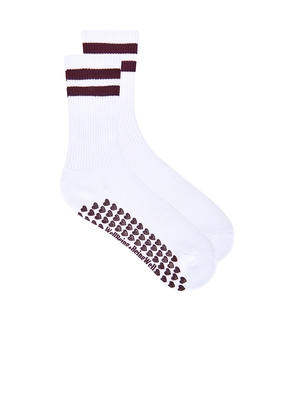 WellBeing + BeingWell Striped Tube Grip Sock in White.
