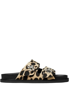 Tory Burch Turnlock sport leopard-print sandals - Neutrals