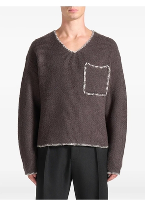Manière De Voir whipstitch v-neck sweater - Brown