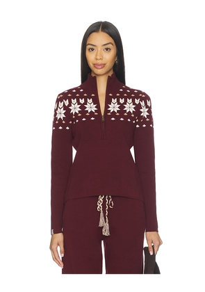 THE UPSIDE Le Ski Blanche Half Zip Sweater in Burgundy. Size L. Also in S, XL.