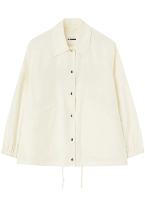 Jil Sander logo-print cotton shirt jacket - White