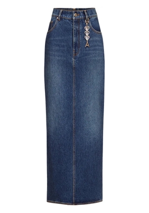 AREA logo-charm denim midi skirt - Blue