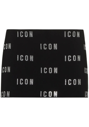 DSQUARED2 crystal-logo mini skirt - Black