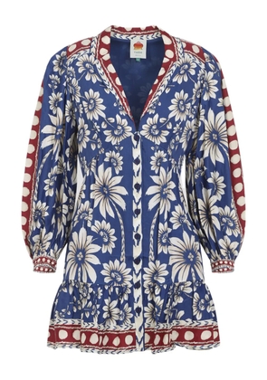 FARM Rio floral button dress - Blue
