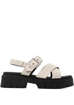HUGO buckle-strap suede sandals - 102 NATURAL