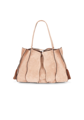 Ulla Johnson Adria Pleated Wave Tote Bag in Tan.