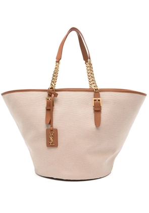 Saint Laurent Cassandre-tag canvas tote bag - Neutrals
