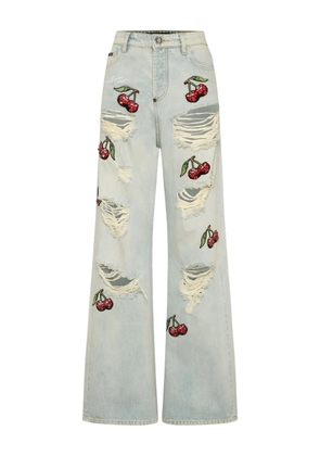 Philipp Plein Cherries Destroyed jeans - Blue