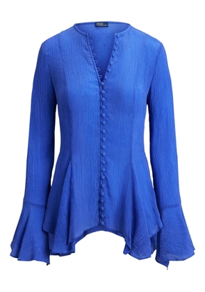Polo Ralph Lauren V-neck crinkle-texture blouse - Blue