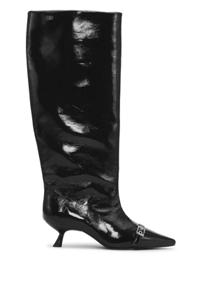 GANNI eyelet-detail slouchy knee-high boots - Black