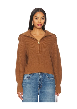 Varley Maura Half Zip Rib Knit in Brown. Size L. Also in M, S, XL, XS.