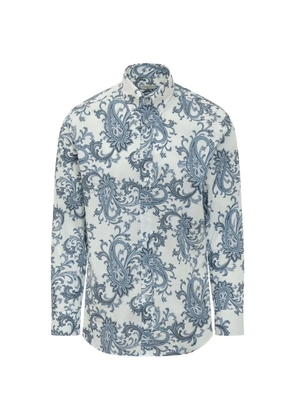 ETRO paisley embroidered logo shirt - Neutrals