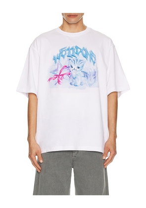 WE11DONE Watercolor Monster T-Shirt in White. Size L. Also in M, S, XL/1X.