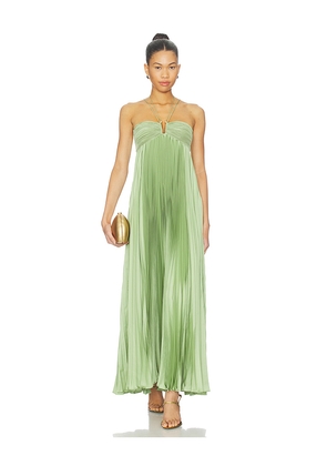 AMUR River Pleated Gown in Green. Size 0. Also in 2, 4, 6.