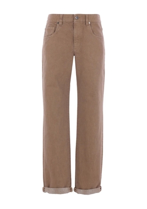 Brunello Cucinelli logo-patch jeans - Brown