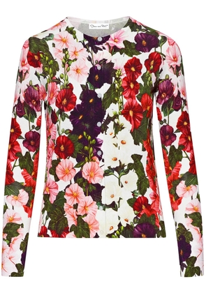 Oscar de la Renta Hollyhocks floral-print cardigan - Pink