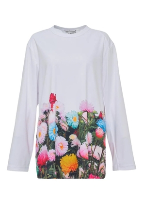 Comme Des Garçons Comme Des Garçons long-sleeved floral-print jersey - White
