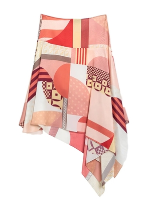 FENDI asymmetric graphic-print skirt - Orange
