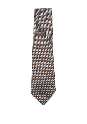 Zegna geometric-pattern tie - Brown