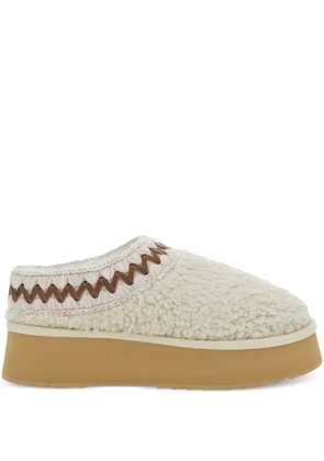 Mou flatform shearling mules - Neutrals